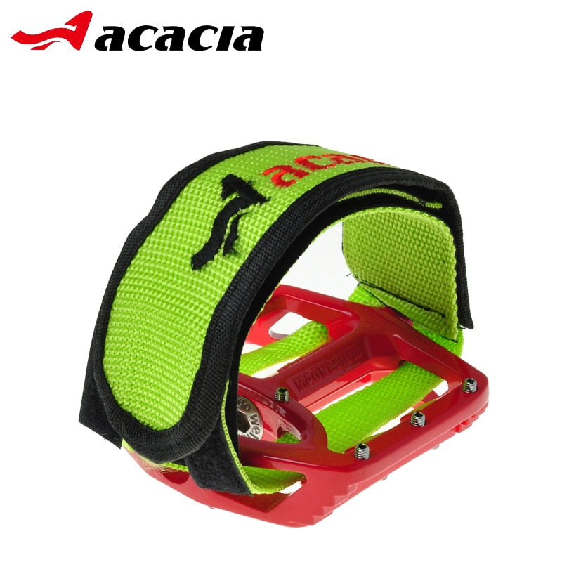 ACACIA 1 Pair Embroidery Bike Pedal Belt Protect Fixed Gear MTB Bicycle Anti-slip Double Adhesive Straps Pedal Toe Clip Strap