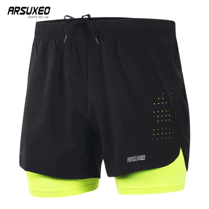 ARSUXEO Men's Cycling Shorts Quick Drying Sweatpants With Pocket Loose Fitness Sports Shorts Breathable Mountain Bike Shorts