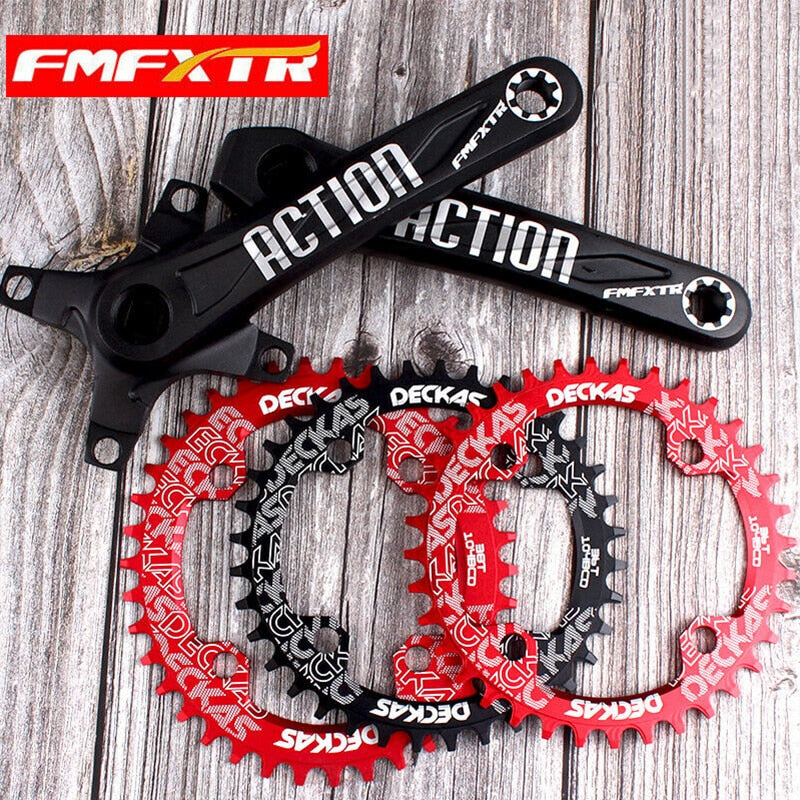 MTB Bike Crankset Narrow Wide 104BCD Chainring 170mm Crank Single Speed 32T-38T Aluminum Alloy Mountain Road Bicycle Accessories