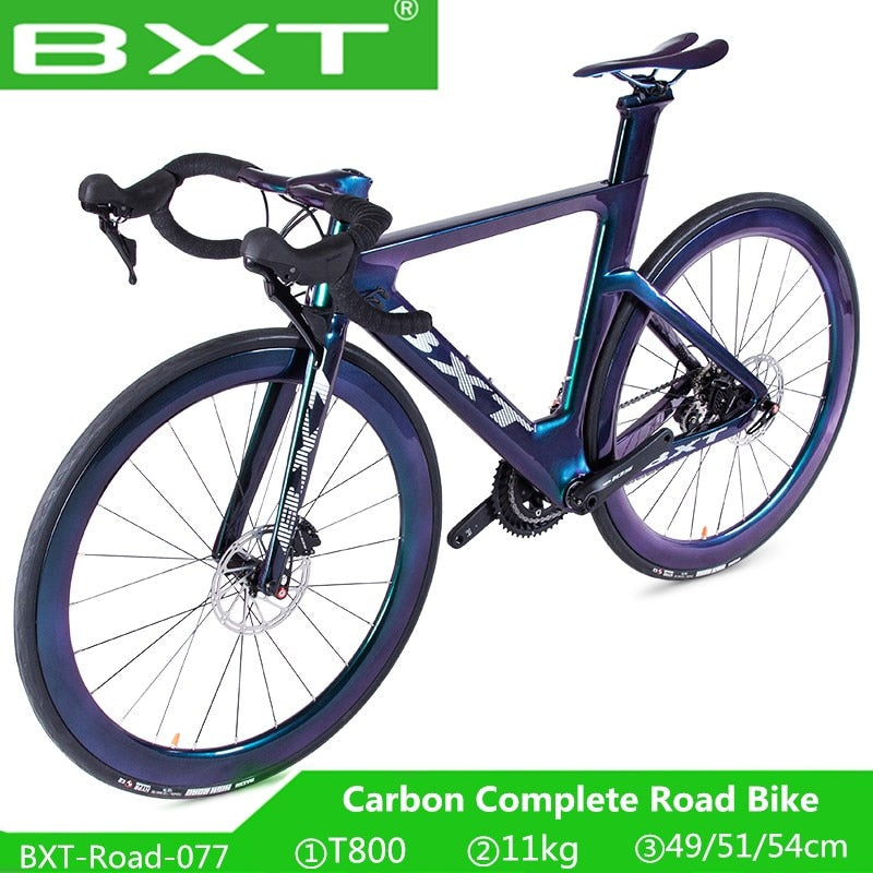 BXT Road Bike 700C Carbon Racing Bicycle T800 Carbon Frame Fork 2*11S Disc brake bicicleta Ultra-light Chameleon Road Bicycle
