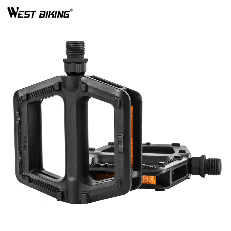 WEST BIKING 1 Pair High Quality Portable MTB Bike Bicycle Pedals Plastic Road Bike Double DU Pedals Cycling Mountain Bike Parts