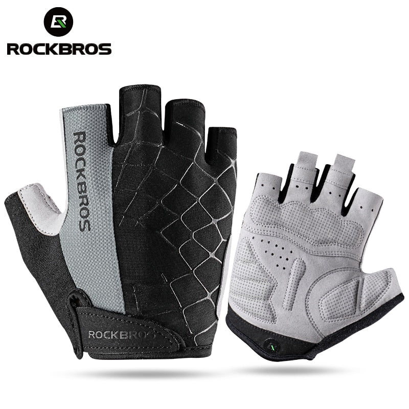 ROCKBROS Cycling Bike Half Short Finger Gloves Shockproof Breathable MTB Road Bicycle Gloves Men Women Sports Cycling Equipment