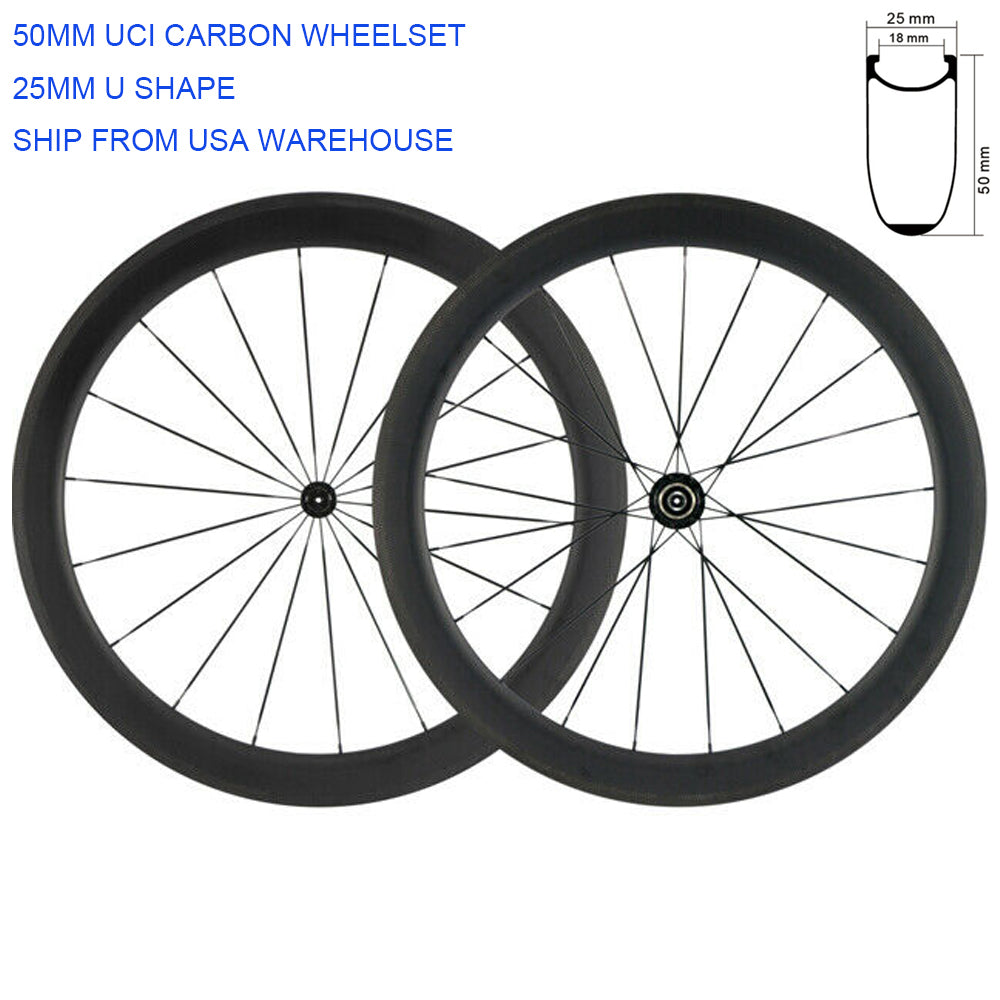 High TG Clincher 50mm Carbon Wheelset Road Bike 700C 25mm R13 hub Carbon Wheels in USA stock