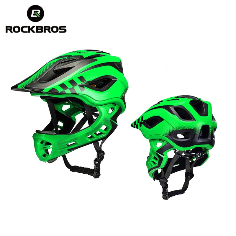 ROCKBROS Cycling Bike Helmet Full Covered Child Helmet EPS Parallel Car Children Helmet 2 In 1 Sport Safety Riding Helmets