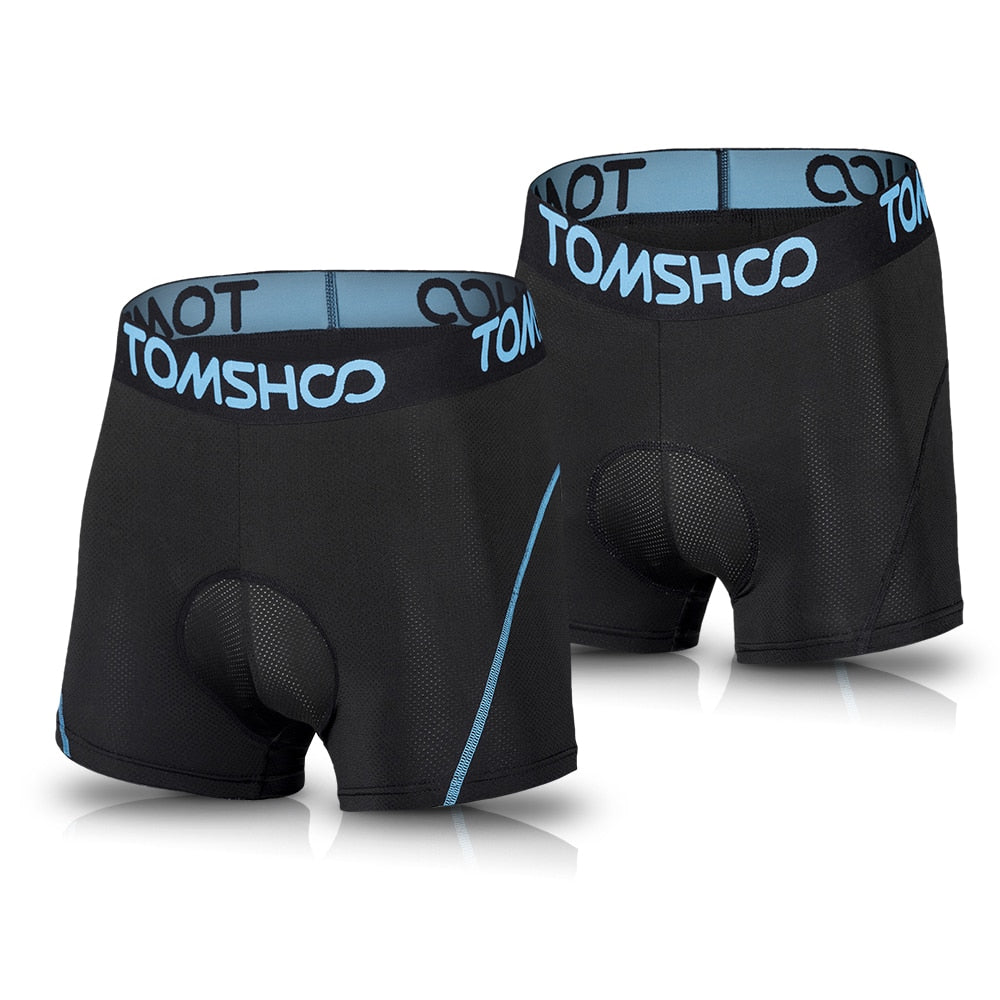 TOMSHOO Men's 3D Padded Bicycle Cycling Underwear Breathable Lightweight Bike Riding Cycling Shorts Underpants