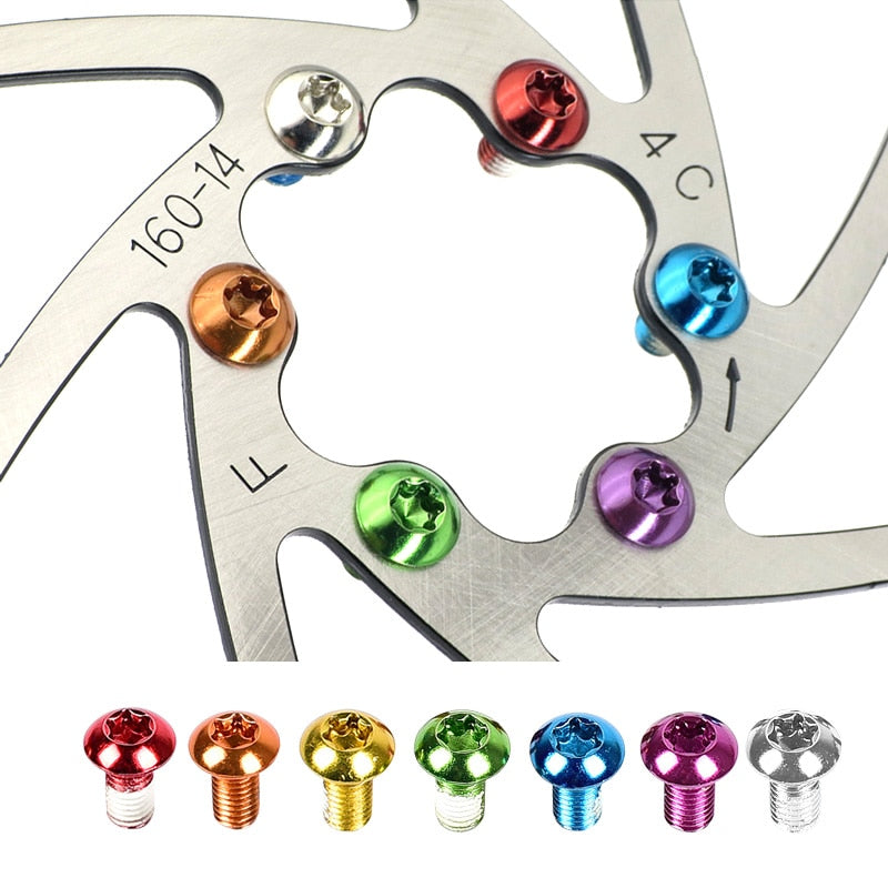 12PCS Colorful Bicycle Disc Brake Rotor Torx Bolts T25 M5x10mm MTB Bike Alloy Steel Disc Brake Rotor Fixing Screws