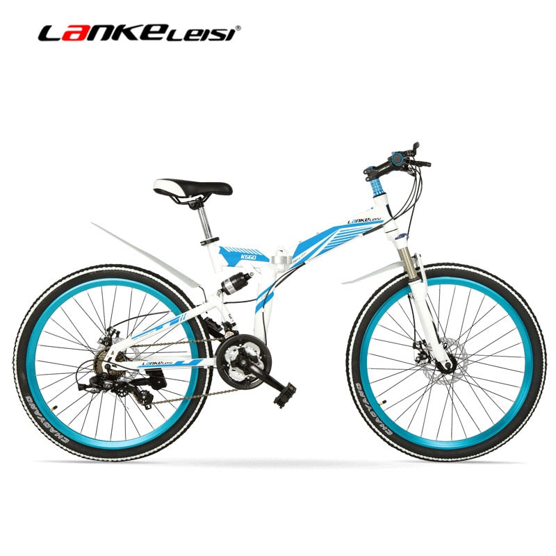 K660M 24/26 inch Folding MTB Bike,21 Speed folding bicycle,Lockable Fork,Front & Rear Suspension,Both Disc Brake, Mountain Bike