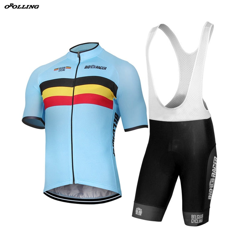 New CLASSICAL Belgium Belgian Pro Team Cycling Jersey Set Shorts Customized Road Mountain Race OROLLING