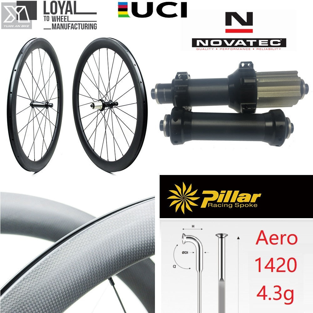 700c Road Bike Wheel 30 38 47 50 60 88 Bicycle Carbon Fiber Wheelset With NOVATEC Carbon Tube Straight Pull Hub