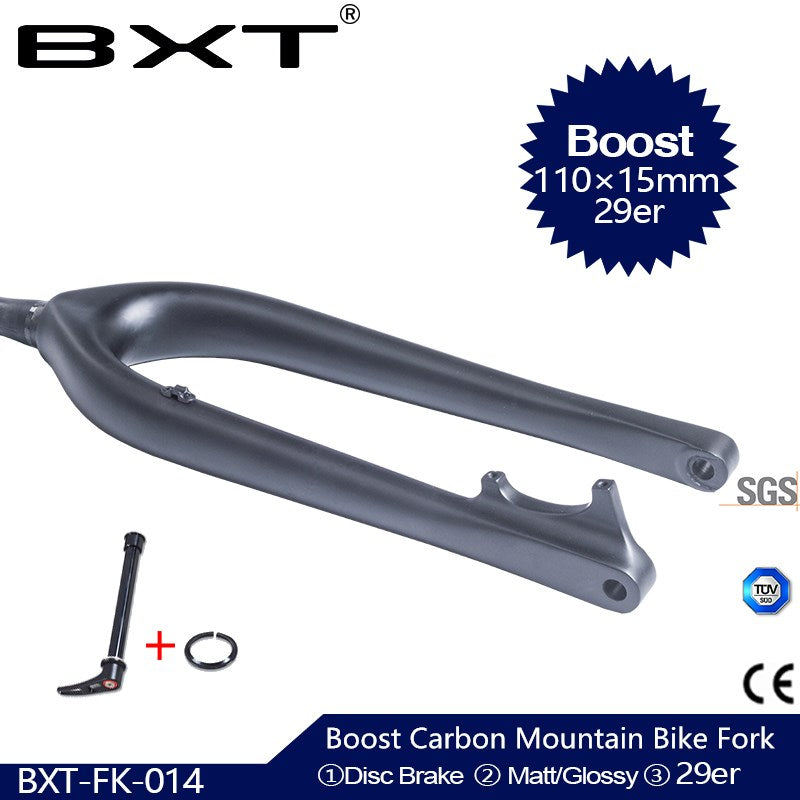 BXT Full Carbon MTB Fork Boost 110*15mm 29er mountain bike fork 29"inch disc brake Tapered 1-1/8 to1-1/2 Thru Axle fork