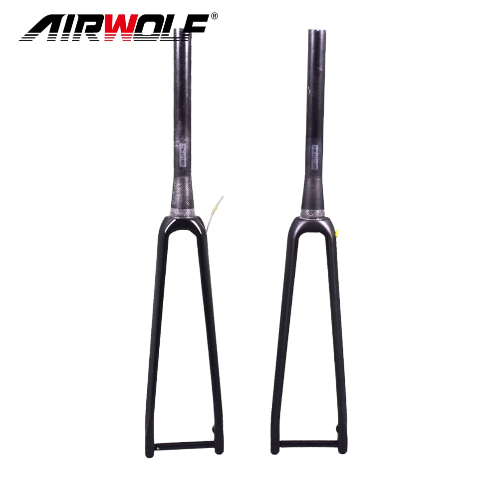 Bicycle parts carbon road disc fork with flat mount thru axle cyclocross fork tapered 1 1/8' to 1-1/2' 700*32C carbon front fork