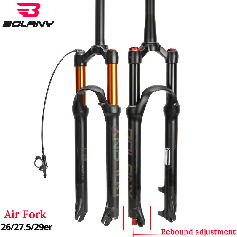 Bolany MTB Bicycle Air Fork Supension Rebound Adjustment 26/27.5/29er Lock Straight Tapered Mountain Fork For Bike Accessories