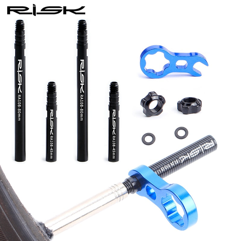 RISK Road Bike Valve Extender 45mm 80mm Removable French Presta Valve Cap Core Adapter Inner Tire Tyre Extension Rod