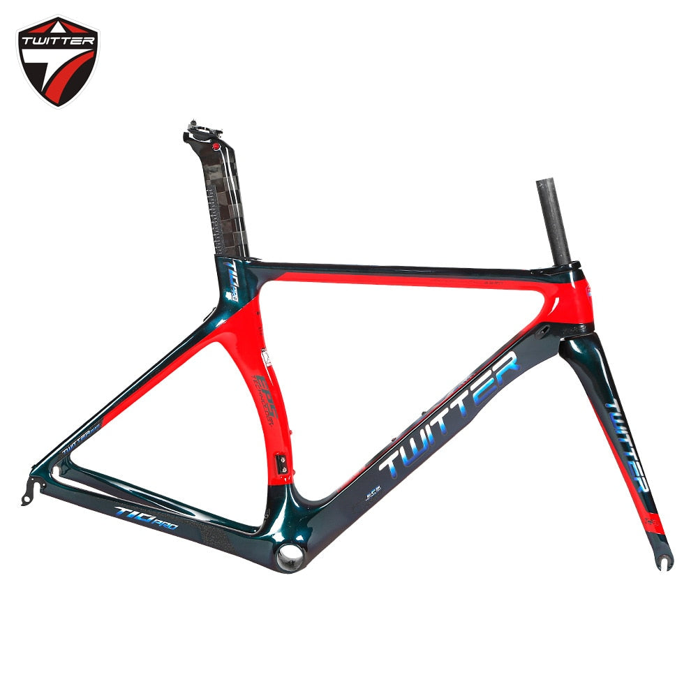 Twitter Ready Stock 700C Carbon Road Bike Frame chameleon full Carbon Cycling bicycle framset with Carbon Fork and Seat Post