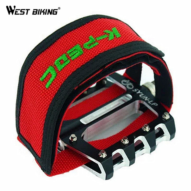 WEST BIKING 2Pcs Practical Bicycle Pedal Strap Fixed Gear Bike Double Magic Tape Clip Toe Strap Durable Cycling Pedals Cover