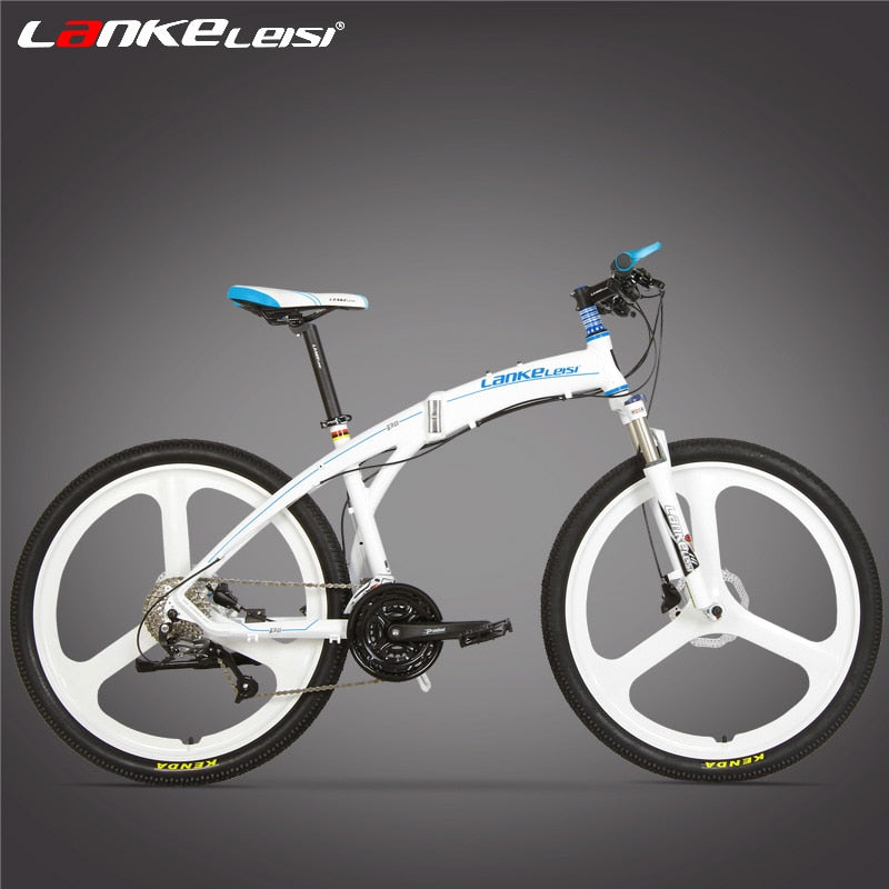 P8 Folding Mountain Bike, 26 Inch 27 Speed, Oil Disc Brake, Integrated / Spoke Wheel MTB,   Portable Bicycle, Suspension Fork