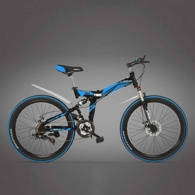 Big Discount for New Type, 21 Speeds, 24/26 inches, Folding Bike, Lockable, Full Suspension, Double Disc Brake, Mountain Bike.