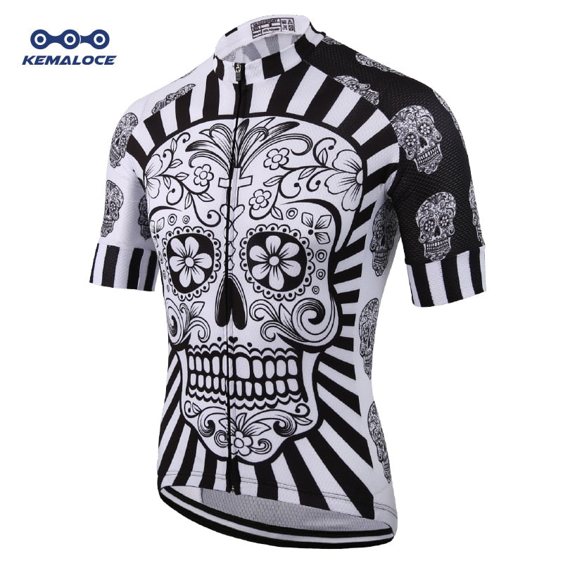 White Skull Sublimation Printing Cycling Jersey Best 2019 Pro Polyester Bike Wear Summer Men Quick Dry Cycling Top Bicycle Shirt